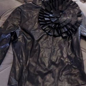 Black faux leather shirt